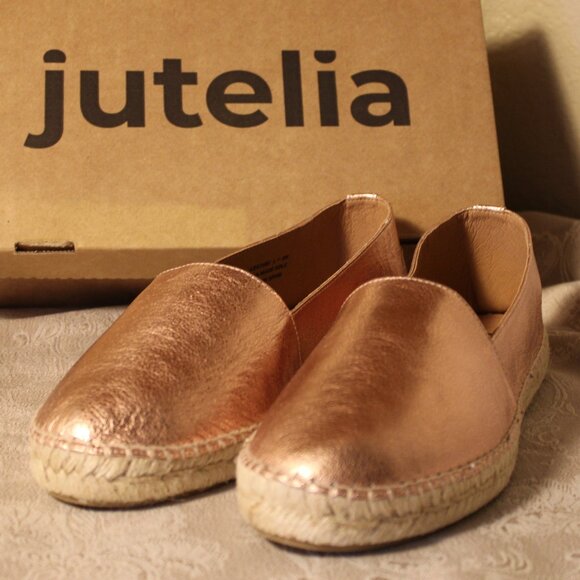 Jutelia Leather Espadrille - Rose Gold - Picture 1 of 8